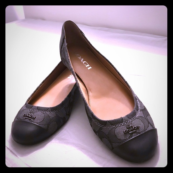 Coach Shoes - Coach Black Chelsea Leather Signature Ballet Flats